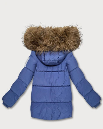 Kurtka puchowa z kapturem niebieska (KK60612)