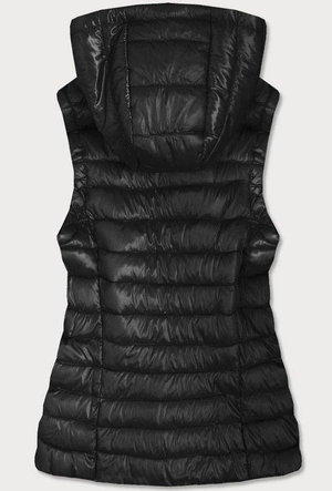 PIKOWANY BŁYSZCZĄCY BEZRĘKAWNIK DAMSKI CZARNY (7000)