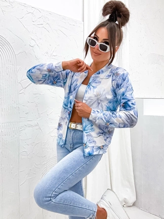 Welurowa bluza typu bomber niebieska (707S)