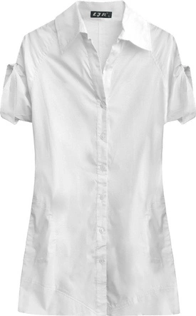 BAWEŁNIANA KOSZULA Z PASKIEM BIAŁA (X1035X)