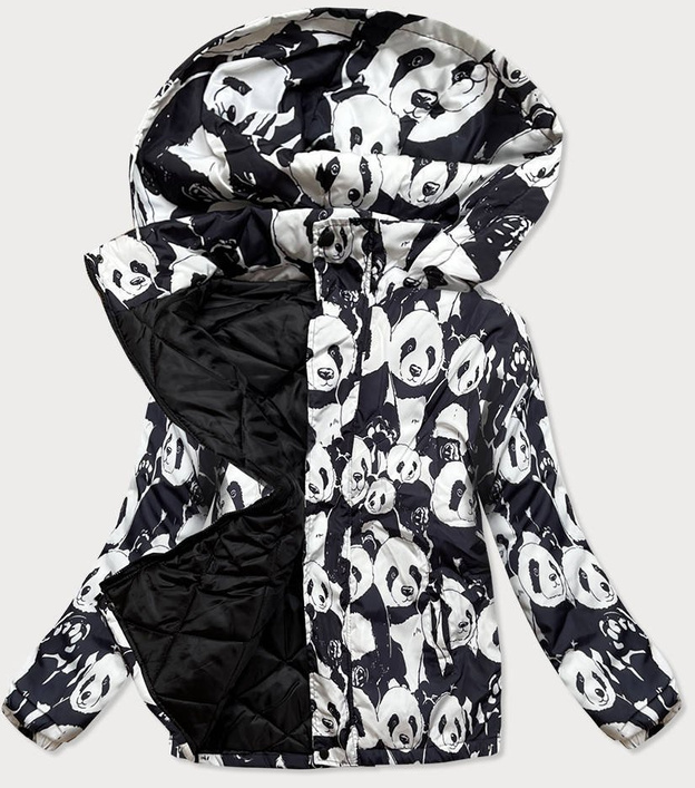 KURTKA ZIMOWA DAMSKA OVERSIZE PANDA BIAŁO-CZARNA (731ART)