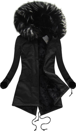 BAWEŁNIANA PARKA ZIMOWA CZARNO-SZARA (7609)