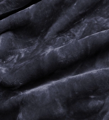 Kurtka zimowa damska z futrzaną podszewką granatowa (b550-3)