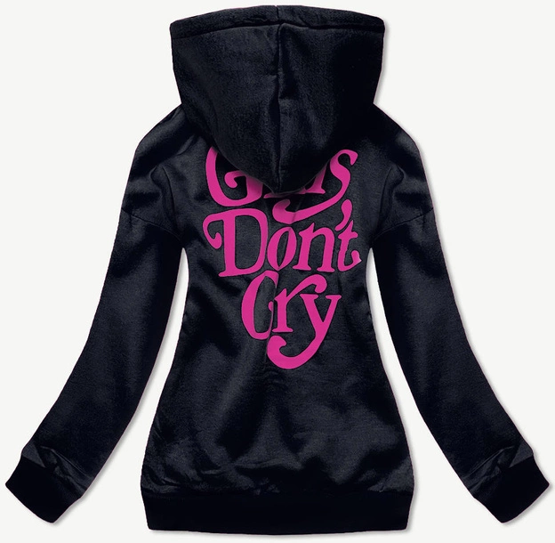 Krótka bluza dresowa damska granatowa (26013)