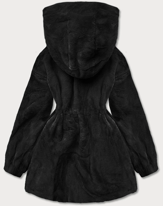 Kurtka futerko z kapturem czarna (br8049-1)