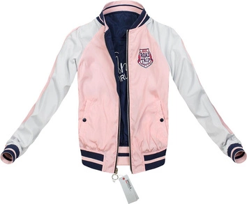 DWUSTRONNA BOMBERKA Z NASZYWKAMI GRANATOWO-RÓŻOWA (W517)