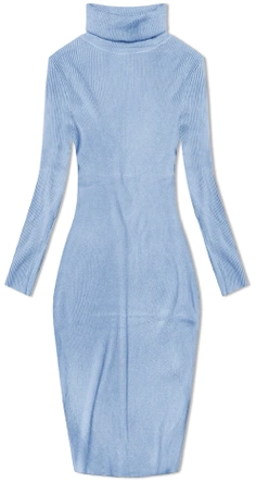 Ołówkowa sukienka z golfem niebieska (MM98015)