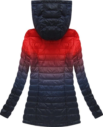 KURTKA OMBRE Z KAPTUREM CZERWONO-GRANATOWA (W616BIG)