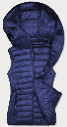 PIKOWANA KAMIZELKA DAMSKA Z KAPTUREM CIEMNONIEBIESKA (13072-215)