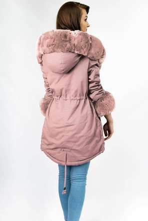 BAWEŁNIANA DAMSKA PARKA ZIMOWA Z FUTREM ANTYCZNY RÓŻ (XW801-2X)