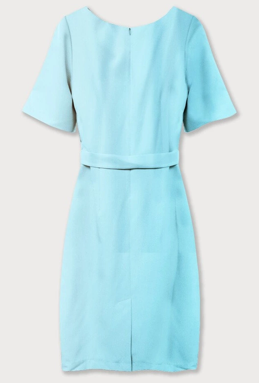 OŁÓWKOWA SUKIENKA Z PASKIEM BŁĘKITNA (313ART)