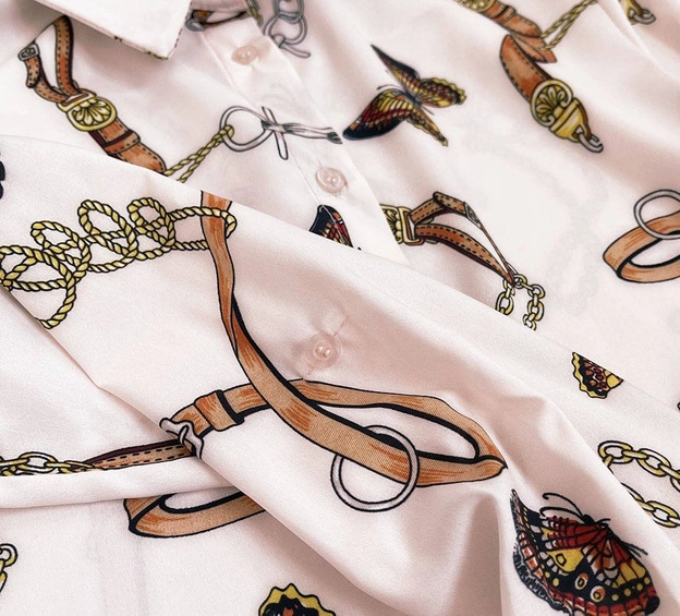 BLUZKA KOSZULOWA Z DŁUGIM RĘKAWEM BLADY RÓŻ (20075/1)