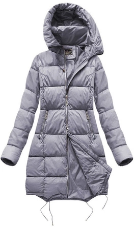 Pikowana damska kurtka zimowa z kapturem wrzos (7705BIG)