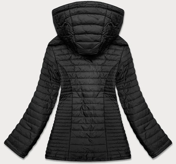 Kurtka damska z podszewką w kwiaty czarna (sf726)