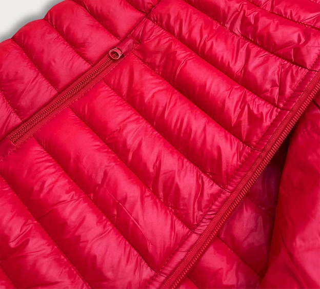 Krótka kamizelka pikowana damska ciemnoczerwona (5m702-277)