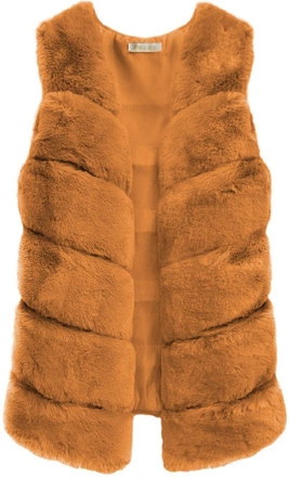 KAMIZELKA ZE SZTUCZNEGO FUTERKA BRĄZOWA (456ART)