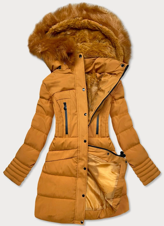 CIEPŁA ZIMOWA KURTKA DAMSKA ŻÓŁTA (H997-37)