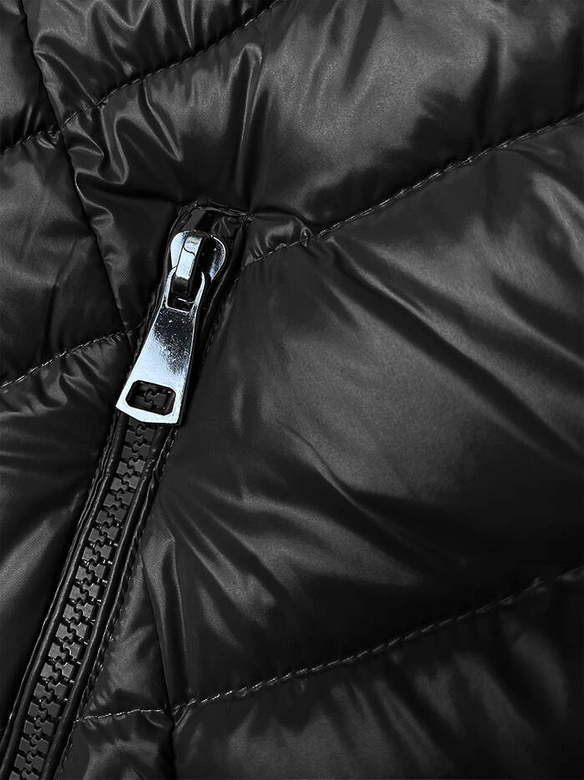 Pikowana kurtka zimowa damska czarna (V775)