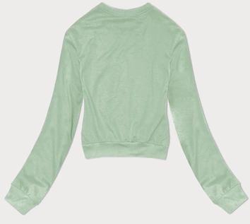 Cienka krótka bluza dresowa damska pistacja (8B938-39)