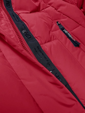 Pikowana kurtka zimowa damska LHD bordowa (LHD-24572)