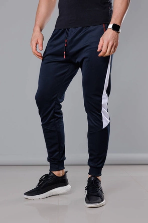 Spodnie dresowe z wstawkami męskie granat-biały (8K168)