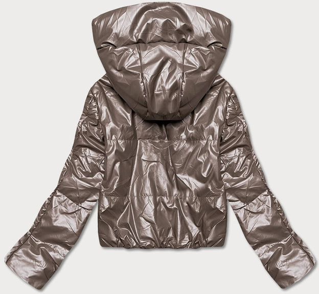 Krótka kurtka damska cappuccino (B8138-12)