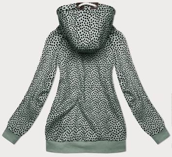 Rozpinana bluza damska w serduszka szarozielona (2315)