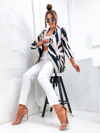 Marynarka na podszewce czarny-beż (8258)