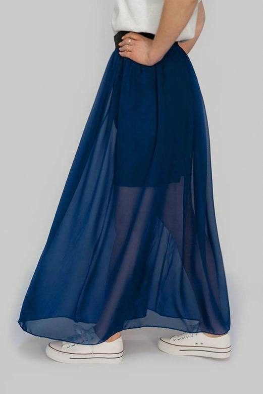 ZWIEWNA SPÓDNICA MAXI GRANATOWA (596ART)