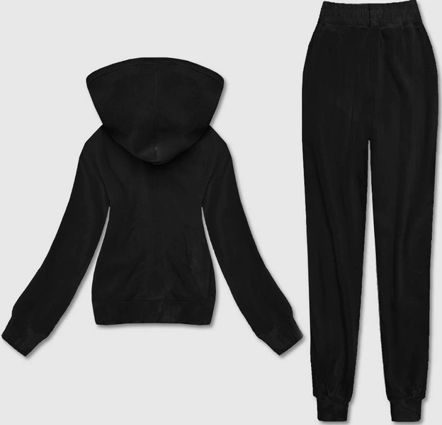 Polarowy komplet dresowy damski czarny (YP-1024)