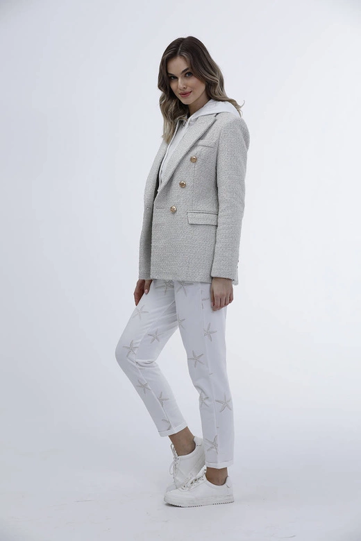 Dwurzędowa marynarka z guzikami ecru (AG3-1981)