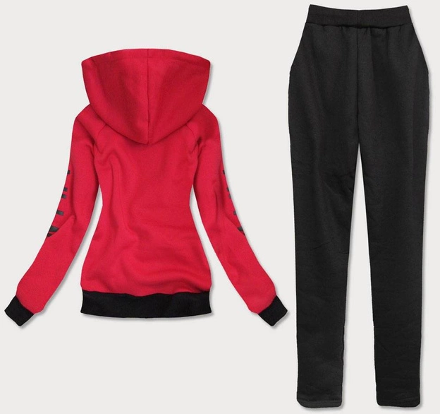 Komplet sportowy damski czarno-czerwony (amg580/1)