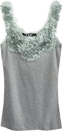 BAWEŁNIANA BLUZKA NA RAMIĄCZKACH SZARA (3609)