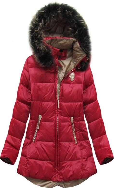 KURTKA Z PUCHEM NATURALNYM BORDOWA (1416)