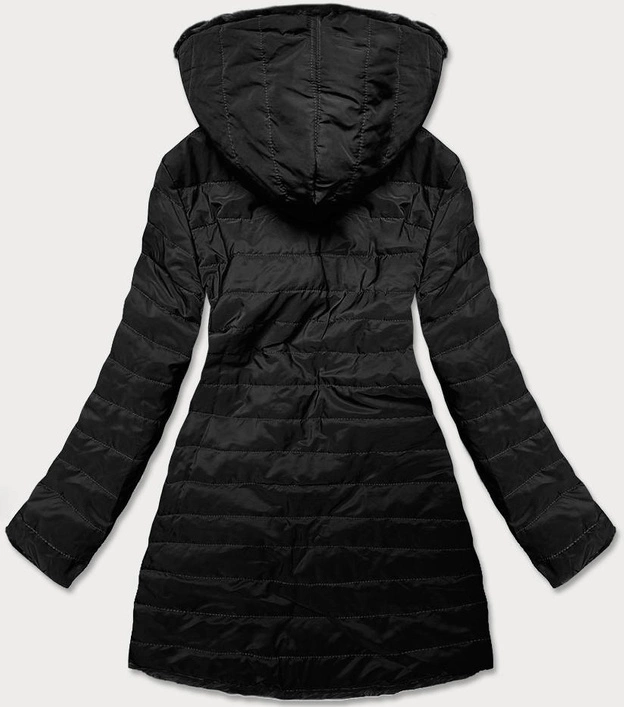 LEKKA KURTKA ZIMOWA DAMSKA FUTRO 2 W 1 CZARNA (39039)