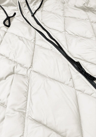 Długa zimowa kurtka damska z kapturem Libland ecru (7832)