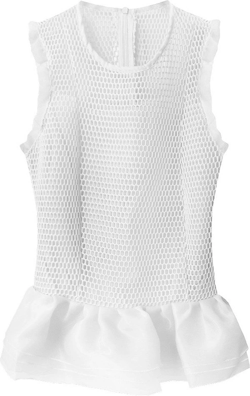 AŻUROWA BLUZKA Z FALBANAMI BIAŁA (420ART)