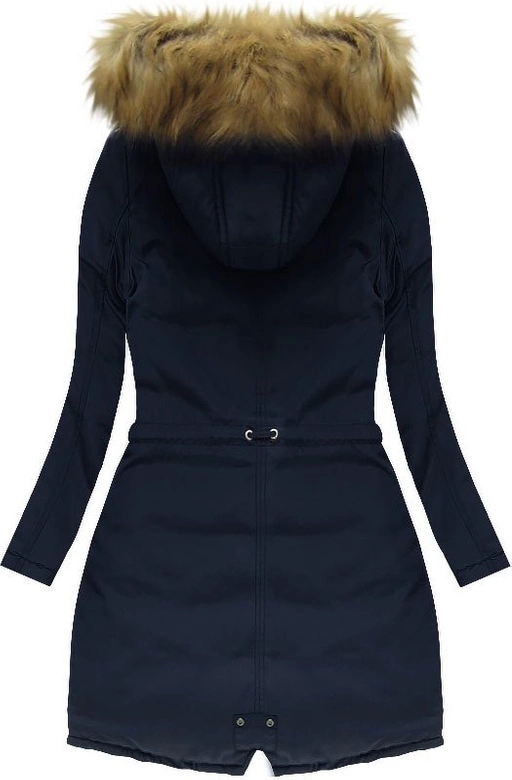 GRUBA PARKA ZIMOWA DAMSKA GRANATOWA (W710)