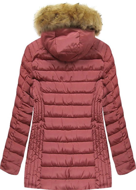 PIKOWANA DAMSKA KURTKA ZIMOWA Z KAPTUREM RÓŻOWA (B2630-30)