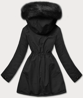 Ciepła kurtka zimowa damska dwustronna czarna (w610)