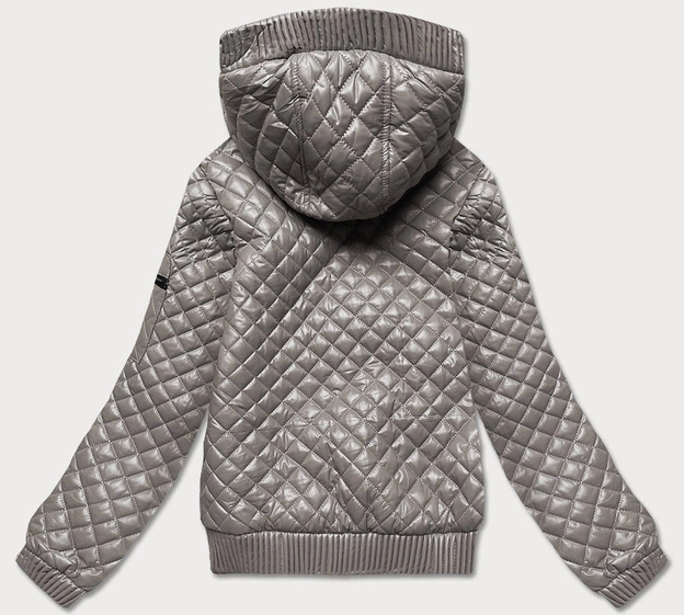 Krótka kurtka pikowana ze ściągaczami beżowa (7261)