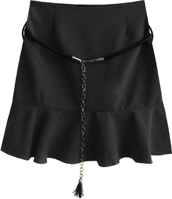 KRÓTKA SPÓDNICA Z FALBANĄ CZARNA (6158/1)