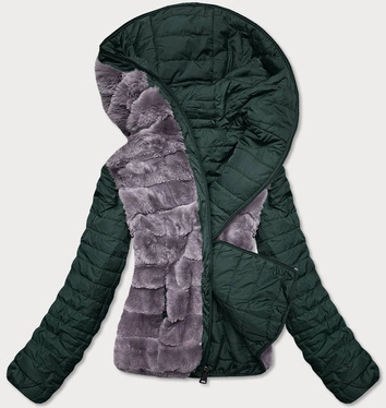 KRÓTKA DWUSTRONNA KURTKA DAMSKA ZIMOWA ZIELONA (M21507)