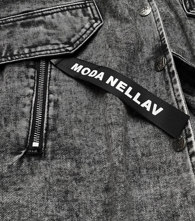 Luźna damska jeansowa kurtka/narzutka czarna (pop7017-k)