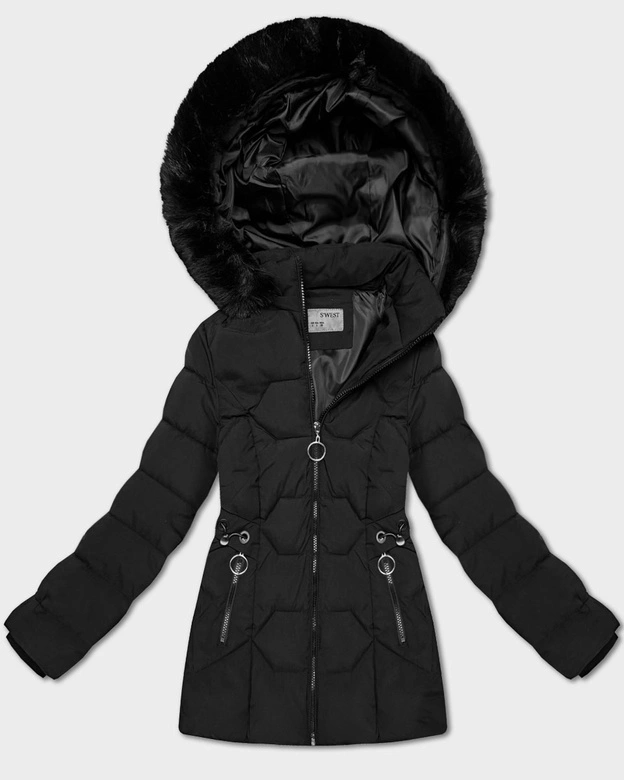 Dopasowana kurtka zimowa z odpinanym kapturem S'West czarna (B8196-1)