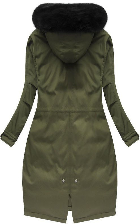BAWEŁNIANA ZIMOWA PARKA DAMSKA Z PUCHEM NATURALNYM KHAKI (7085/2)