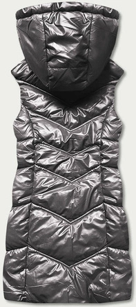 Błyszcząca kamizelka z kapturem szara (b8025-70)