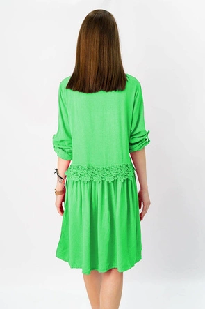 BAWEŁNIANA SUKIENKA KOSZULOWA LIMONKOWA (307ART)