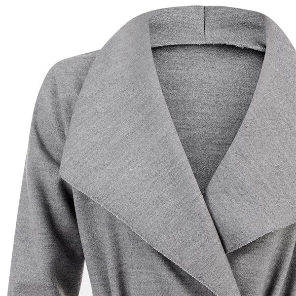 PŁASZCZ Z PASKIEM WATERFALL SZARY (8118)