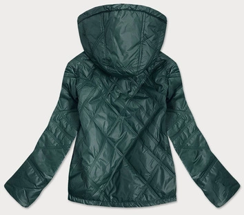 LEKKA KURTKA DAMSKA Z KAPTUREM ZIELONA (BH2004)